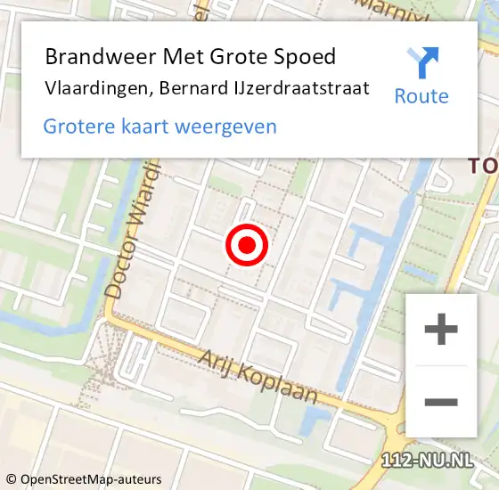 Locatie op kaart van de 112 melding: Brandweer Met Grote Spoed Naar Vlaardingen, Bernard IJzerdraatstraat op 8 oktober 2022 18:15