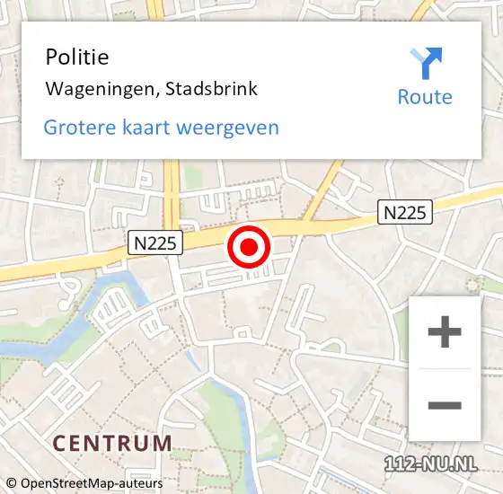 Locatie op kaart van de 112 melding: Politie Wageningen, Stadsbrink op 8 oktober 2022 18:24