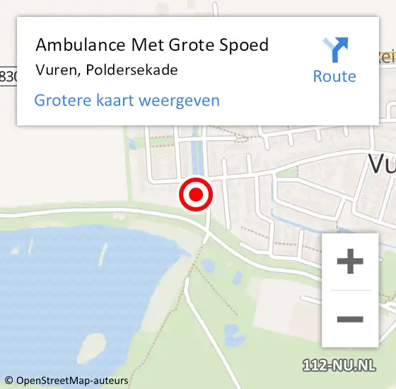 Locatie op kaart van de 112 melding: Ambulance Met Grote Spoed Naar Vuren, Poldersekade op 8 oktober 2022 18:30