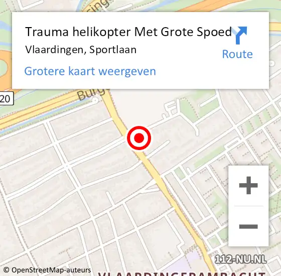 Locatie op kaart van de 112 melding: Trauma helikopter Met Grote Spoed Naar Vlaardingen, Sportlaan op 8 oktober 2022 18:57