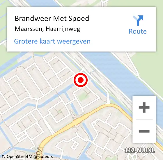 Locatie op kaart van de 112 melding: Brandweer Met Spoed Naar Maarssen, Haarrijnweg op 8 oktober 2022 18:59