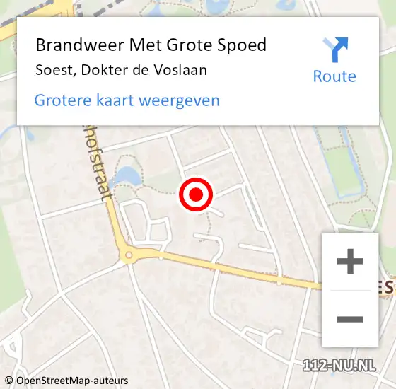 Locatie op kaart van de 112 melding: Brandweer Met Grote Spoed Naar Soest, Dokter de Voslaan op 8 oktober 2022 19:13