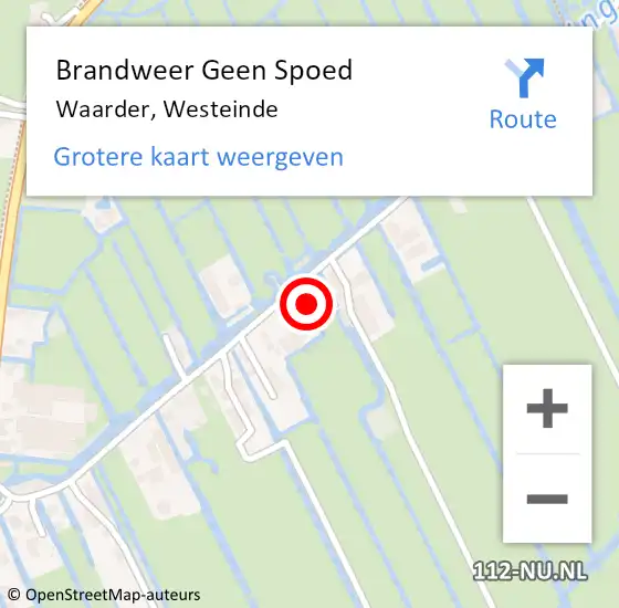 Locatie op kaart van de 112 melding: Brandweer Geen Spoed Naar Waarder, Westeinde op 8 oktober 2022 19:31