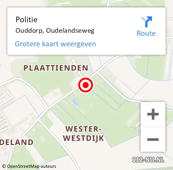 Locatie op kaart van de 112 melding: Politie Ouddorp, Oudelandseweg op 8 oktober 2022 19:33