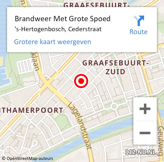 Locatie op kaart van de 112 melding: Brandweer Met Grote Spoed Naar 's-Hertogenbosch, Cederstraat op 8 oktober 2022 19:41