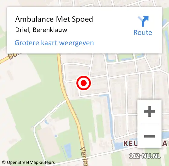 Locatie op kaart van de 112 melding: Ambulance Met Spoed Naar Driel, Berenklauw op 8 oktober 2022 19:47