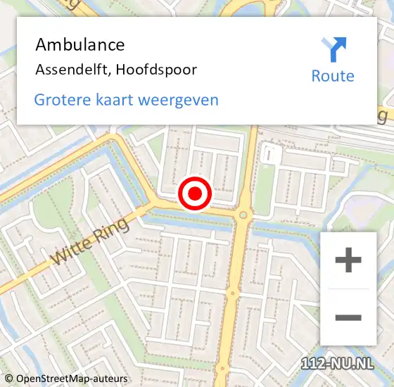 Locatie op kaart van de 112 melding: Ambulance Assendelft, Hoofdspoor op 8 oktober 2022 20:03