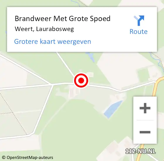 Locatie op kaart van de 112 melding: Brandweer Met Grote Spoed Naar Weert, Laurabosweg op 8 oktober 2022 20:18