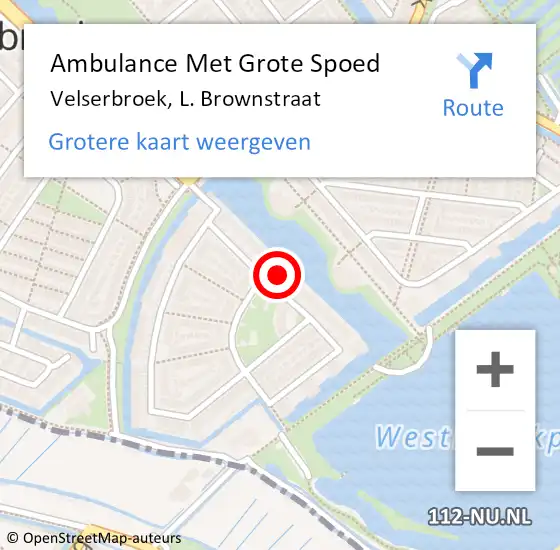 Locatie op kaart van de 112 melding: Ambulance Met Grote Spoed Naar Velserbroek, L. Brownstraat op 8 oktober 2022 20:30