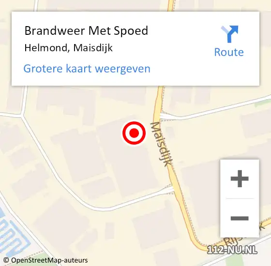 Locatie op kaart van de 112 melding: Brandweer Met Spoed Naar Helmond, Maisdijk op 8 oktober 2022 20:34