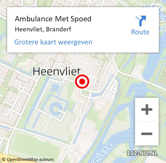 Locatie op kaart van de 112 melding: Ambulance Met Spoed Naar Heenvliet, Branderf op 8 oktober 2022 20:44