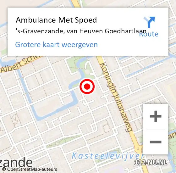 Locatie op kaart van de 112 melding: Ambulance Met Spoed Naar 's-Gravenzande, van Heuven Goedhartlaan op 8 oktober 2022 21:36