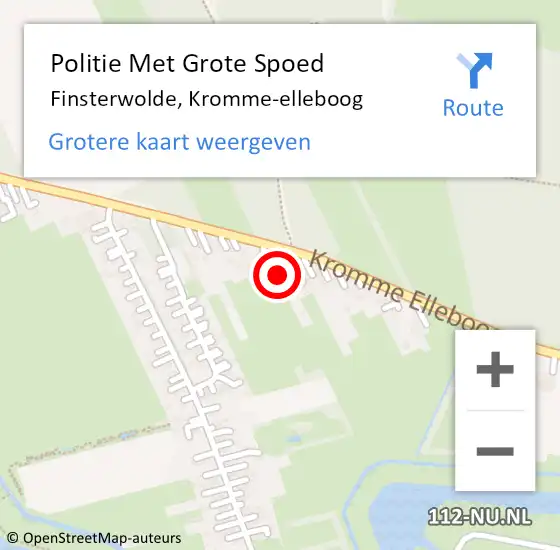 Locatie op kaart van de 112 melding: Politie Met Grote Spoed Naar Finsterwolde, Kromme-elleboog op 8 oktober 2022 21:48