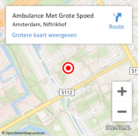 Locatie op kaart van de 112 melding: Ambulance Met Grote Spoed Naar Amsterdam-Zuidoost, Niftrikhof op 8 oktober 2022 21:58