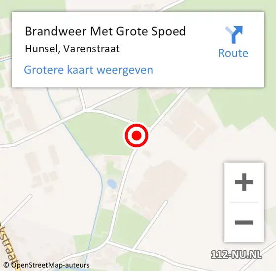 Locatie op kaart van de 112 melding: Brandweer Met Grote Spoed Naar Hunsel, Varenstraat op 8 oktober 2022 21:58