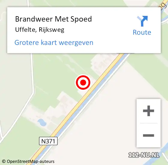 Locatie op kaart van de 112 melding: Brandweer Met Spoed Naar Uffelte, Rijksweg op 8 oktober 2022 22:10