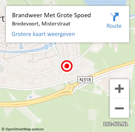 Locatie op kaart van de 112 melding: Brandweer Met Grote Spoed Naar Bredevoort, Misterstraat op 8 oktober 2022 22:11