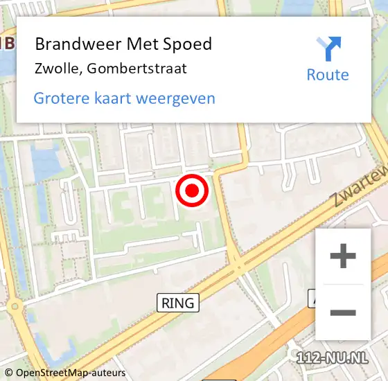 Locatie op kaart van de 112 melding: Brandweer Met Spoed Naar Zwolle, Gombertstraat op 8 oktober 2022 22:30