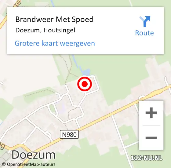 Locatie op kaart van de 112 melding: Brandweer Met Spoed Naar Doezum, Houtsingel op 8 oktober 2022 22:40