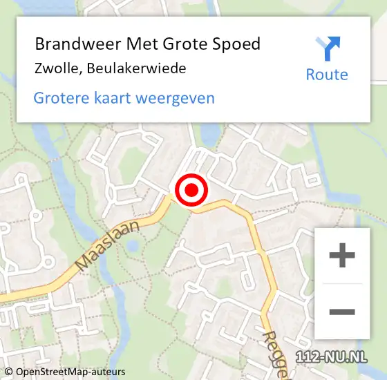 Locatie op kaart van de 112 melding: Brandweer Met Grote Spoed Naar Zwolle, Beulakerwiede op 8 oktober 2022 22:42