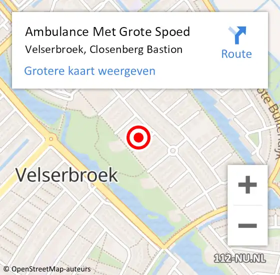 Locatie op kaart van de 112 melding: Ambulance Met Grote Spoed Naar Velserbroek, Closenberg Bastion op 8 oktober 2022 23:07