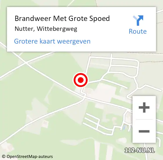Locatie op kaart van de 112 melding: Brandweer Met Grote Spoed Naar Nutter, Wittebergweg op 8 oktober 2022 23:20