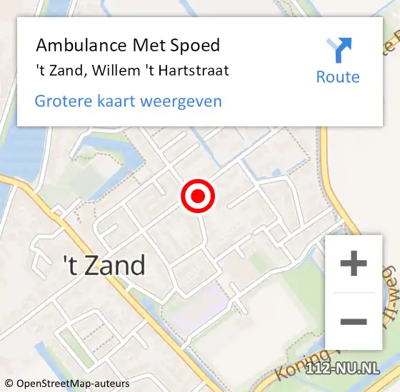 Locatie op kaart van de 112 melding: Ambulance Met Spoed Naar 't Zand, Willem 't Hartstraat op 8 oktober 2022 23:25