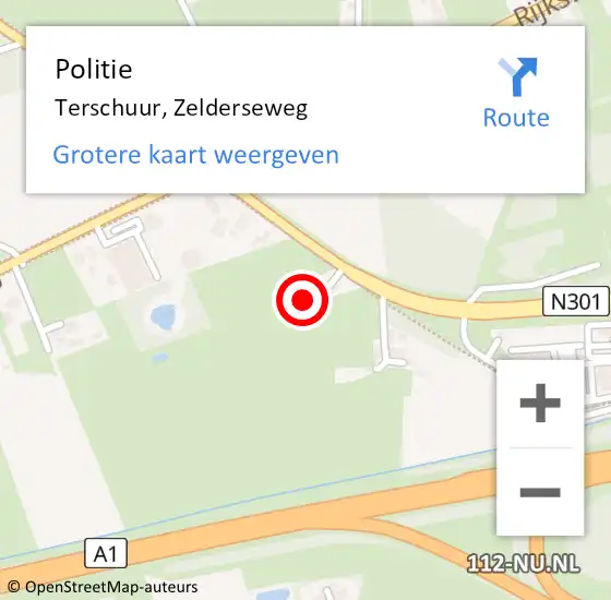 Locatie op kaart van de 112 melding: Politie Terschuur, Zelderseweg op 8 oktober 2022 23:34
