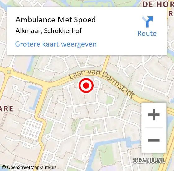 Locatie op kaart van de 112 melding: Ambulance Met Spoed Naar Alkmaar, Schokkerhof op 8 oktober 2022 23:38