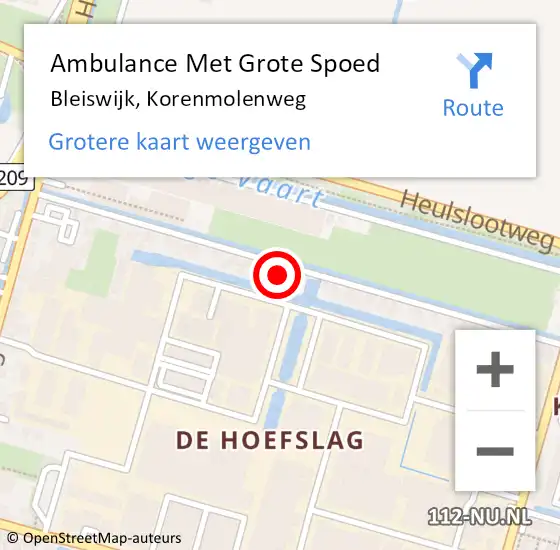 Locatie op kaart van de 112 melding: Ambulance Met Grote Spoed Naar Bleiswijk, Korenmolenweg op 8 oktober 2022 23:54