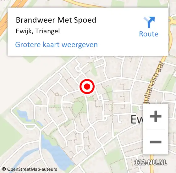 Locatie op kaart van de 112 melding: Brandweer Met Spoed Naar Ewijk, Triangel op 9 oktober 2022 00:07