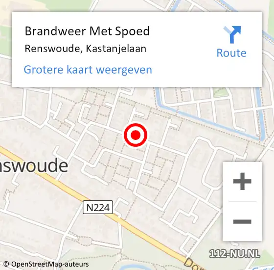 Locatie op kaart van de 112 melding: Brandweer Met Spoed Naar Renswoude, Kastanjelaan op 9 oktober 2022 00:48