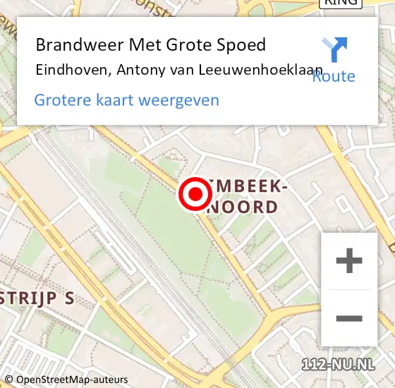 Locatie op kaart van de 112 melding: Brandweer Met Grote Spoed Naar Eindhoven, Antony van Leeuwenhoeklaan op 9 oktober 2022 01:03