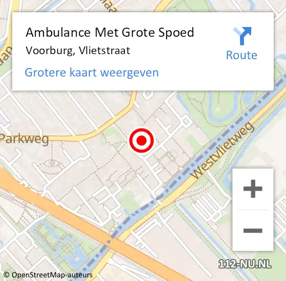 Locatie op kaart van de 112 melding: Ambulance Met Grote Spoed Naar Voorburg, Vlietstraat op 9 oktober 2022 02:01