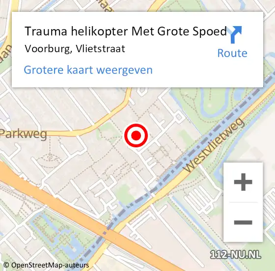 Locatie op kaart van de 112 melding: Trauma helikopter Met Grote Spoed Naar Voorburg, Vlietstraat op 9 oktober 2022 02:02