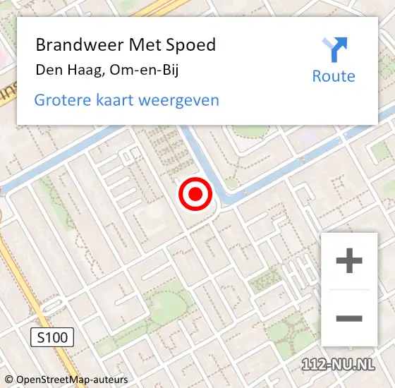 Locatie op kaart van de 112 melding: Brandweer Met Spoed Naar Den Haag, Om-en-Bij op 9 oktober 2022 02:07