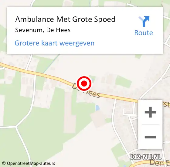 Locatie op kaart van de 112 melding: Ambulance Met Grote Spoed Naar Sevenum, De Hees op 31 juli 2014 21:22