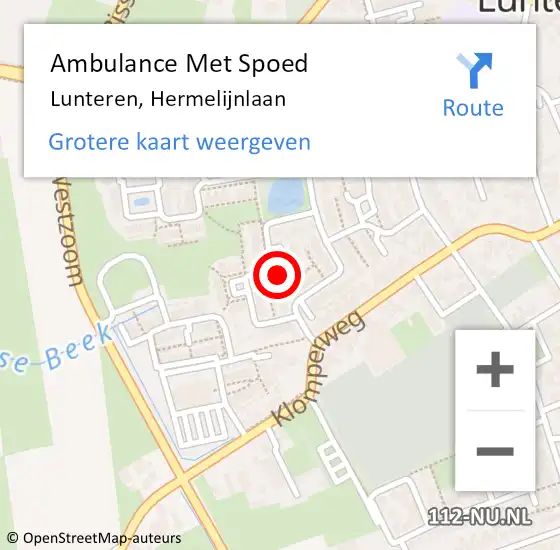Locatie op kaart van de 112 melding: Ambulance Met Spoed Naar Lunteren, Hermelijnlaan op 9 oktober 2022 02:32