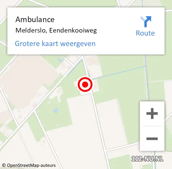 Locatie op kaart van de 112 melding: Ambulance Melderslo, Eendenkooiweg op 10 oktober 2013 09:13