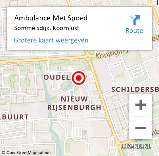 Locatie op kaart van de 112 melding: Ambulance Met Spoed Naar Sommelsdijk, Koornlust op 9 oktober 2022 03:12