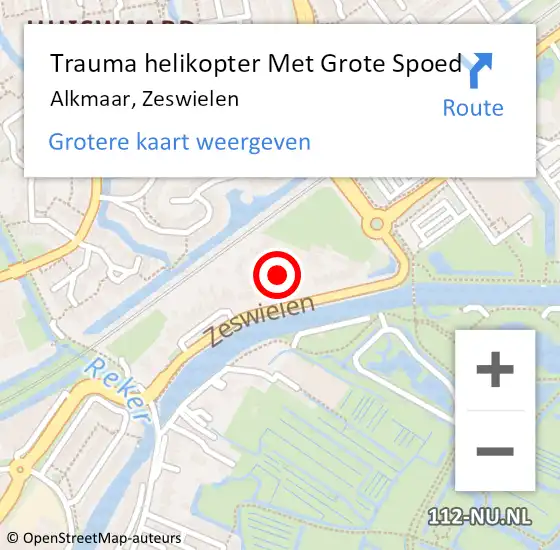 Locatie op kaart van de 112 melding: Trauma helikopter Met Grote Spoed Naar Alkmaar, Zeswielen op 9 oktober 2022 03:31