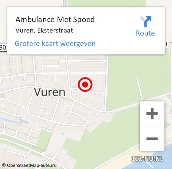 Locatie op kaart van de 112 melding: Ambulance Met Spoed Naar Vuren, Eksterstraat op 9 oktober 2022 03:48