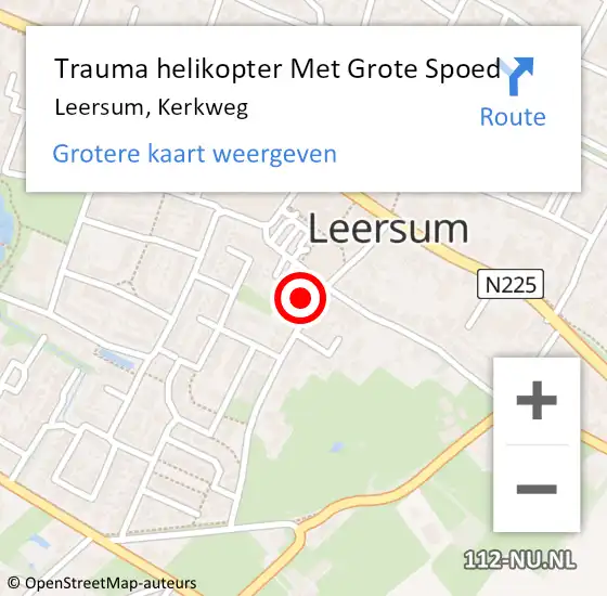 Locatie op kaart van de 112 melding: Trauma helikopter Met Grote Spoed Naar Leersum, Kerkweg op 9 oktober 2022 03:56