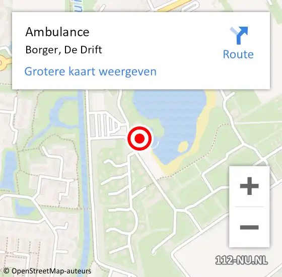 Locatie op kaart van de 112 melding: Ambulance Borger, De Drift op 31 juli 2014 21:32