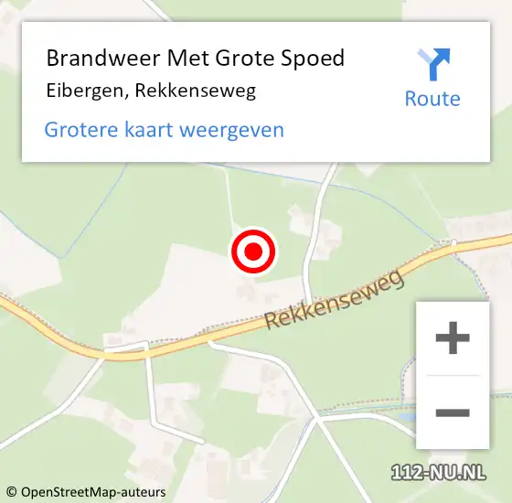 Locatie op kaart van de 112 melding: Brandweer Met Grote Spoed Naar Eibergen, Rekkenseweg op 9 oktober 2022 05:14