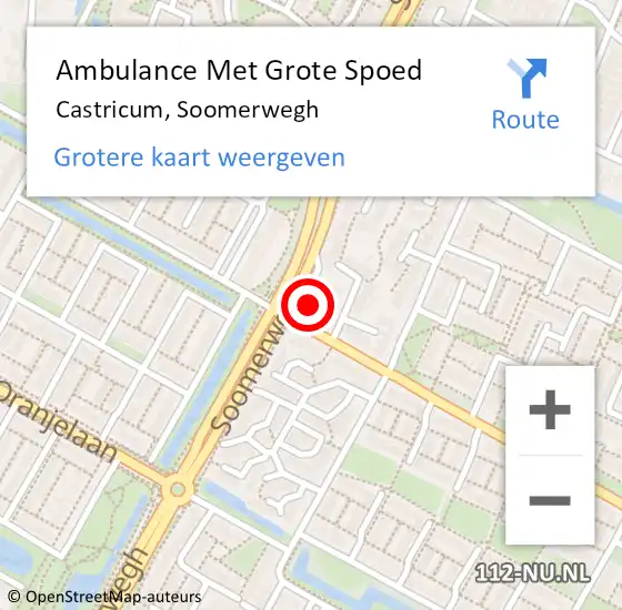 Locatie op kaart van de 112 melding: Ambulance Met Grote Spoed Naar Castricum, Soomerwegh op 9 oktober 2022 06:00