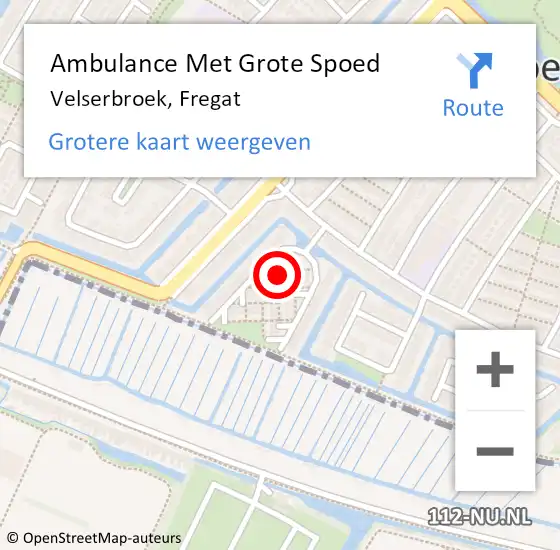 Locatie op kaart van de 112 melding: Ambulance Met Grote Spoed Naar Velserbroek, Fregat op 9 oktober 2022 06:31