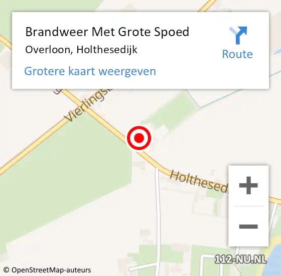 Locatie op kaart van de 112 melding: Brandweer Met Grote Spoed Naar Overloon, Holthesedijk op 9 oktober 2022 07:13