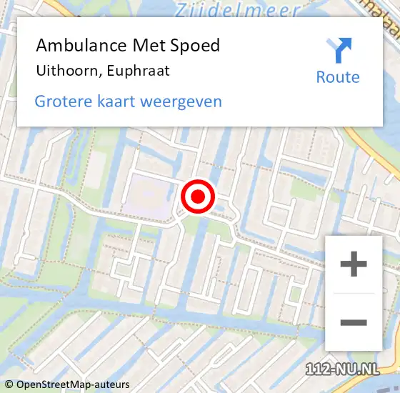 Locatie op kaart van de 112 melding: Ambulance Met Spoed Naar Uithoorn, Euphraat op 9 oktober 2022 07:22