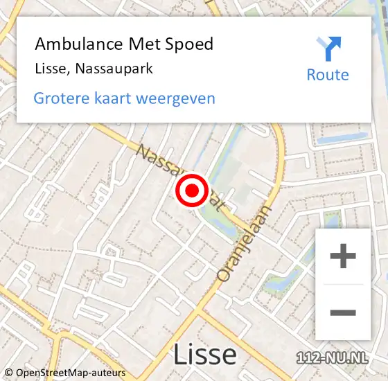 Locatie op kaart van de 112 melding: Ambulance Met Spoed Naar Lisse, Nassaupark op 9 oktober 2022 07:32